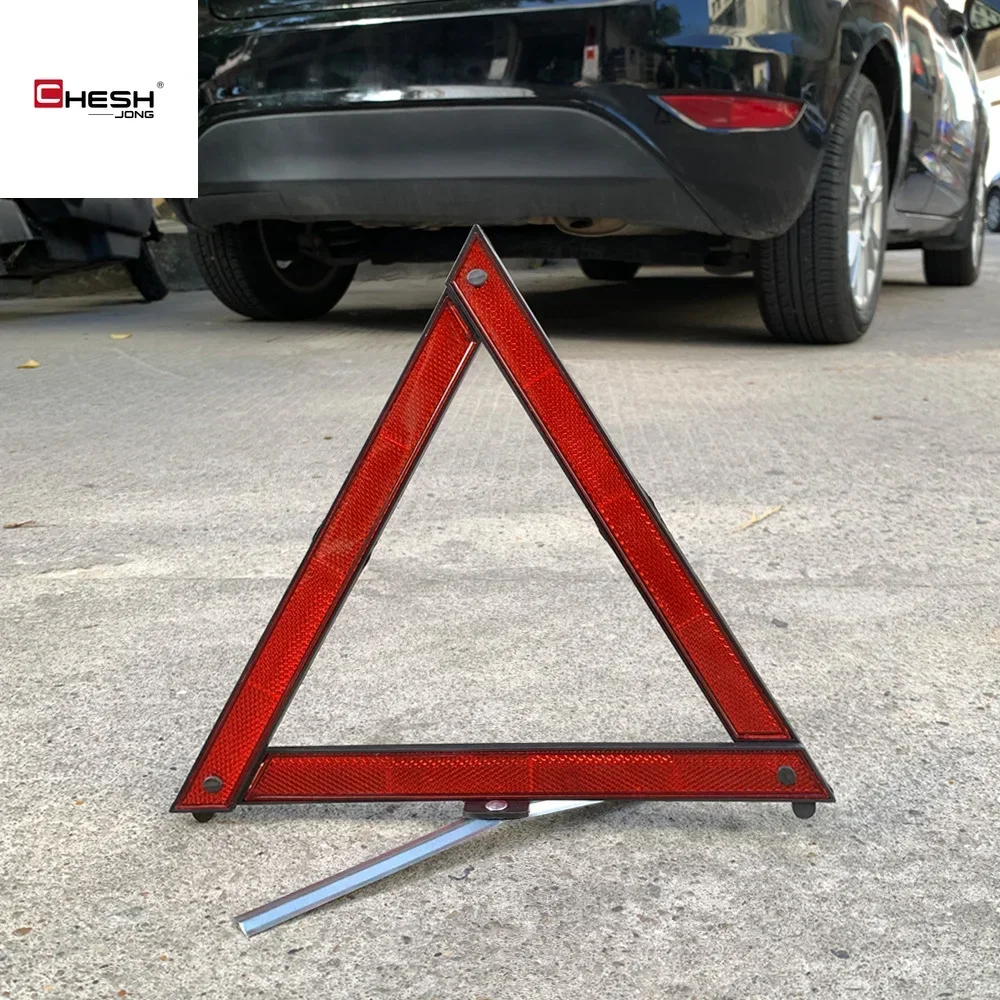 Car Triangle Reflective Warning Red Reflective Sticker Tripod Foldable Emergency Breakdown Warning for Safety Hazard Car Tripod