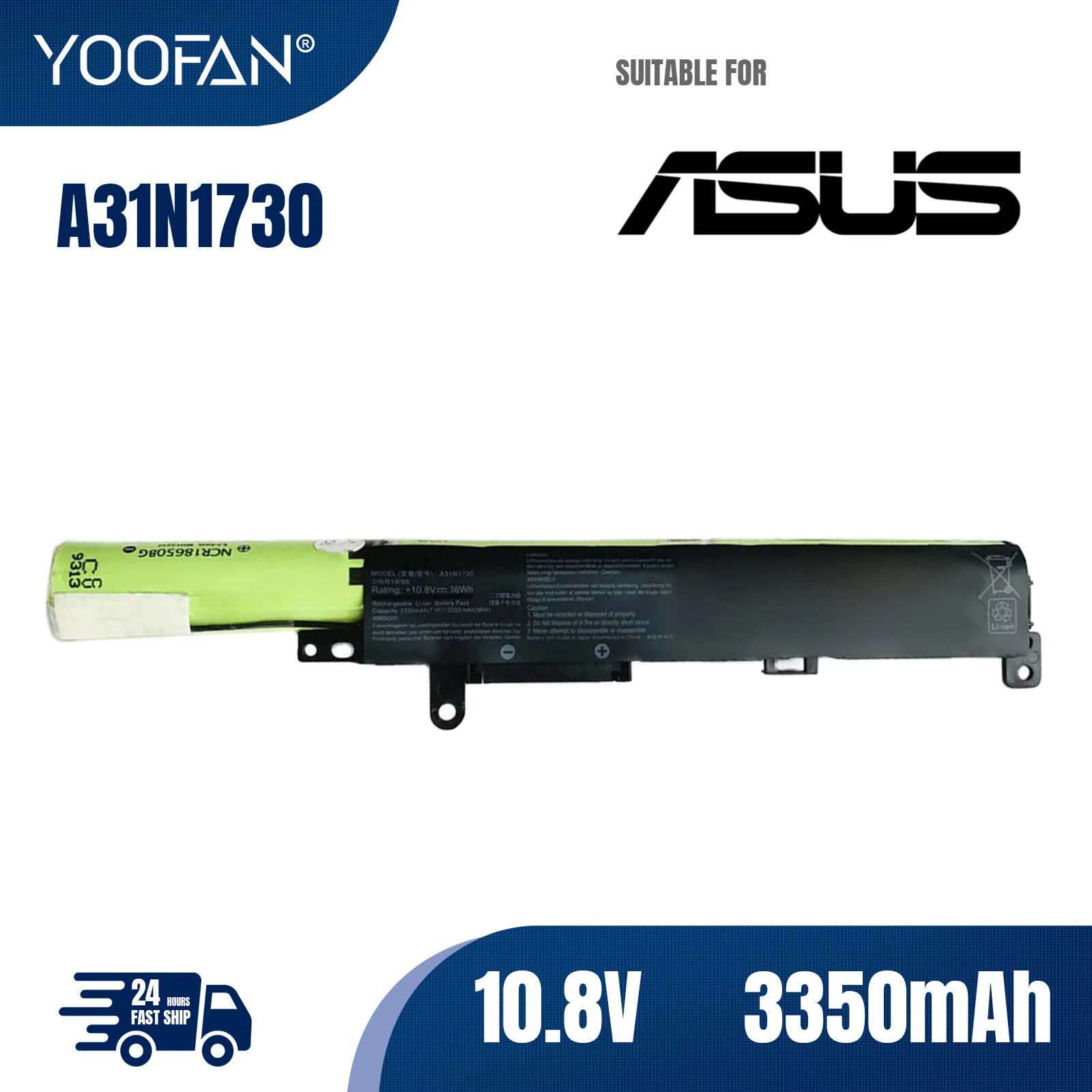 YOOFAN A31N1730 Laptop Battery For ASUS A560UD F560UD F560 K560UD R562UD X560UD Series 0 10.8V 36WH