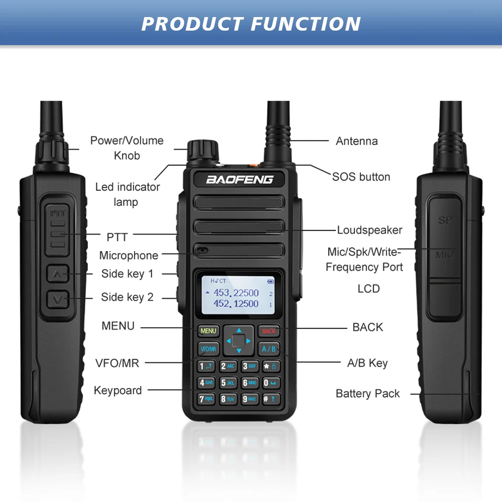 Baofeng Walkie-talkie Power 10W IP45 Portable Ham Radio BF-H6 Dual Band HF Transceiver Two Way Radio Station BF-H6 High Power