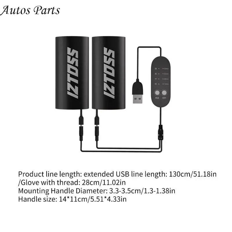 57BA Winter USB Heated Grips Handlebar Heater Warmer Removable for Snow Motorcycles view 6