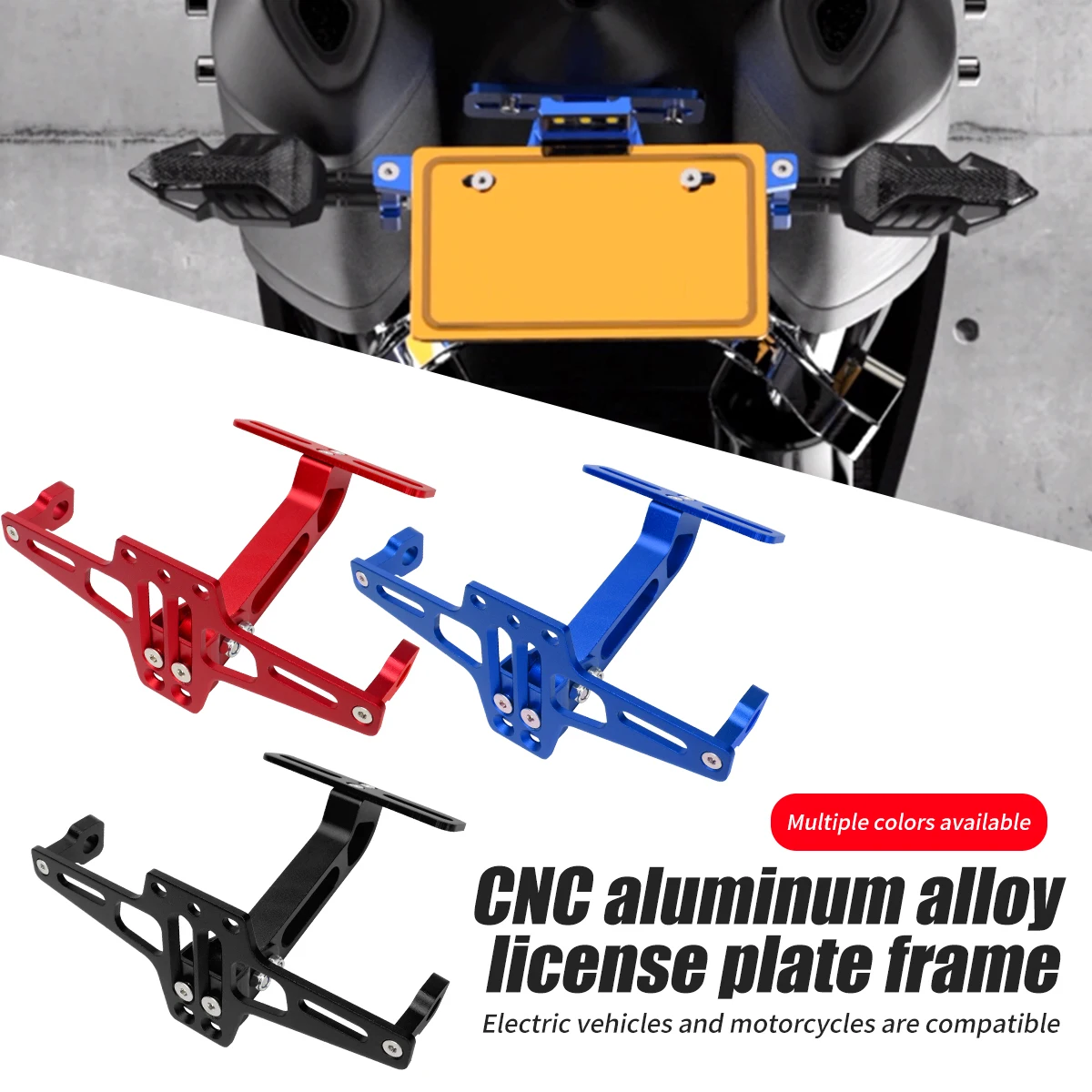 1pc Motorcycle Rear License Aluminum Alloy Bracket Universal Motorcycle Plate Mount Holder Motor Modification Accessories Parts