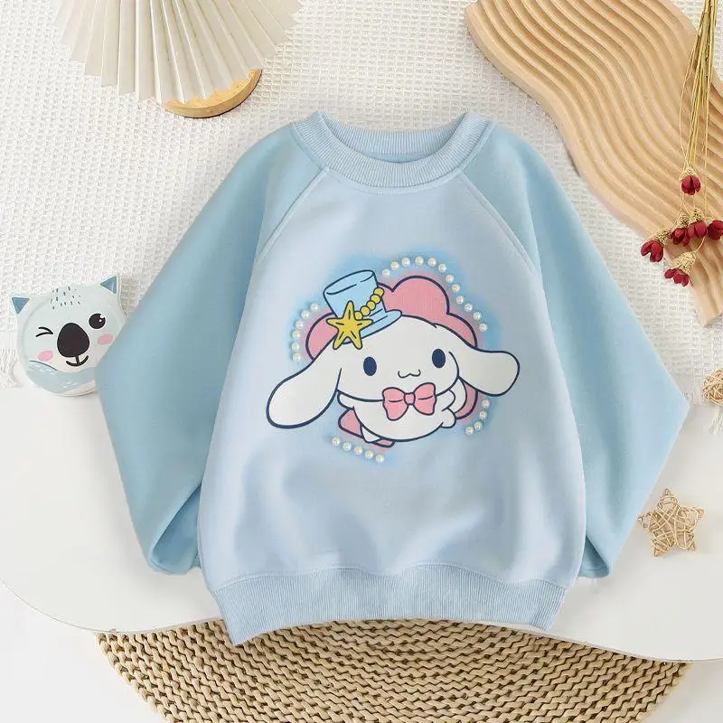 Kuromi Cartoon Sweater Anime Sanrioed Melody Cinnamoroll Kids Long Sleeve Tops Casual Pullover Spring Autumn Children's Clothing