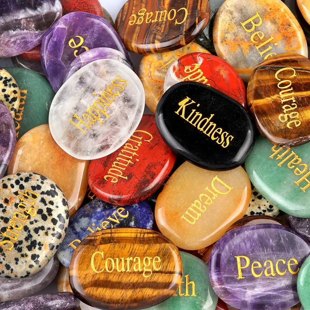 Ellipse Shape Thumb Worry Stones Natural Stone Crystal 40-45mm Size Energy Feng Shui Decoration