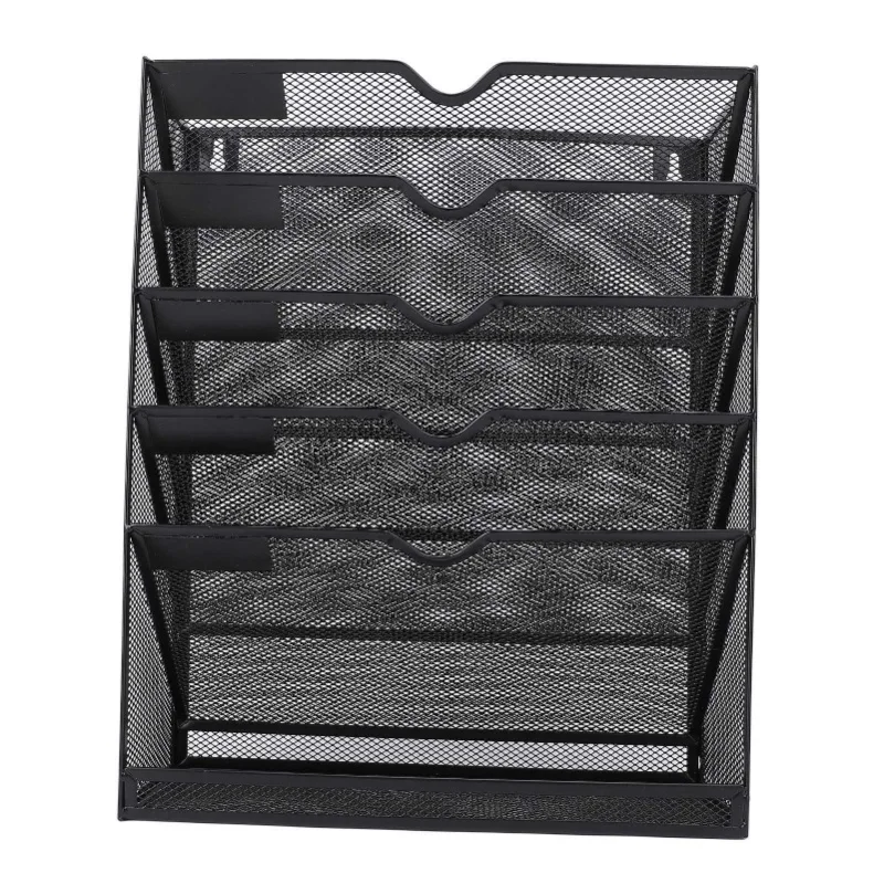Wall File Folder Holder Multifunctional Metal 6 Tiers Hanging Wall Mounted File Organizer For Home