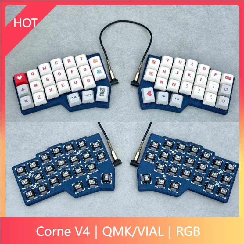 

Corne V4 Split Keyboard Kit Support QMK/VIAL RP2040 Master Control Wired RGB Custom Hot Swap Ergonomic Game Mechanical Keyboards
