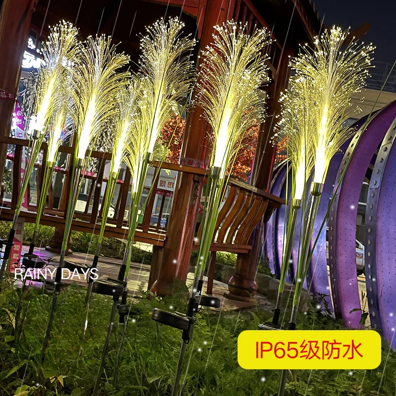 Solar Setaria Fiber Optic Fireworks Dandelion Landscape Lights Ground Inserted Lawn Lights Solar Charging LightsDecorativeLights