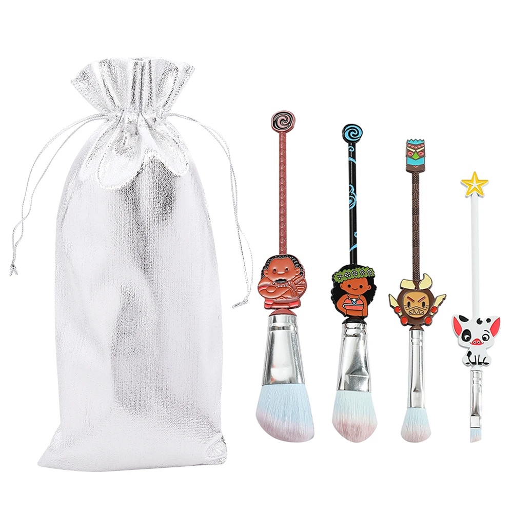 Disney 4pcs/set Makeup Brush Cartoon Cute Moana Makeup Brushes Brush Soft Fiber Eye Shadow Brush Movie Peripheral Gift