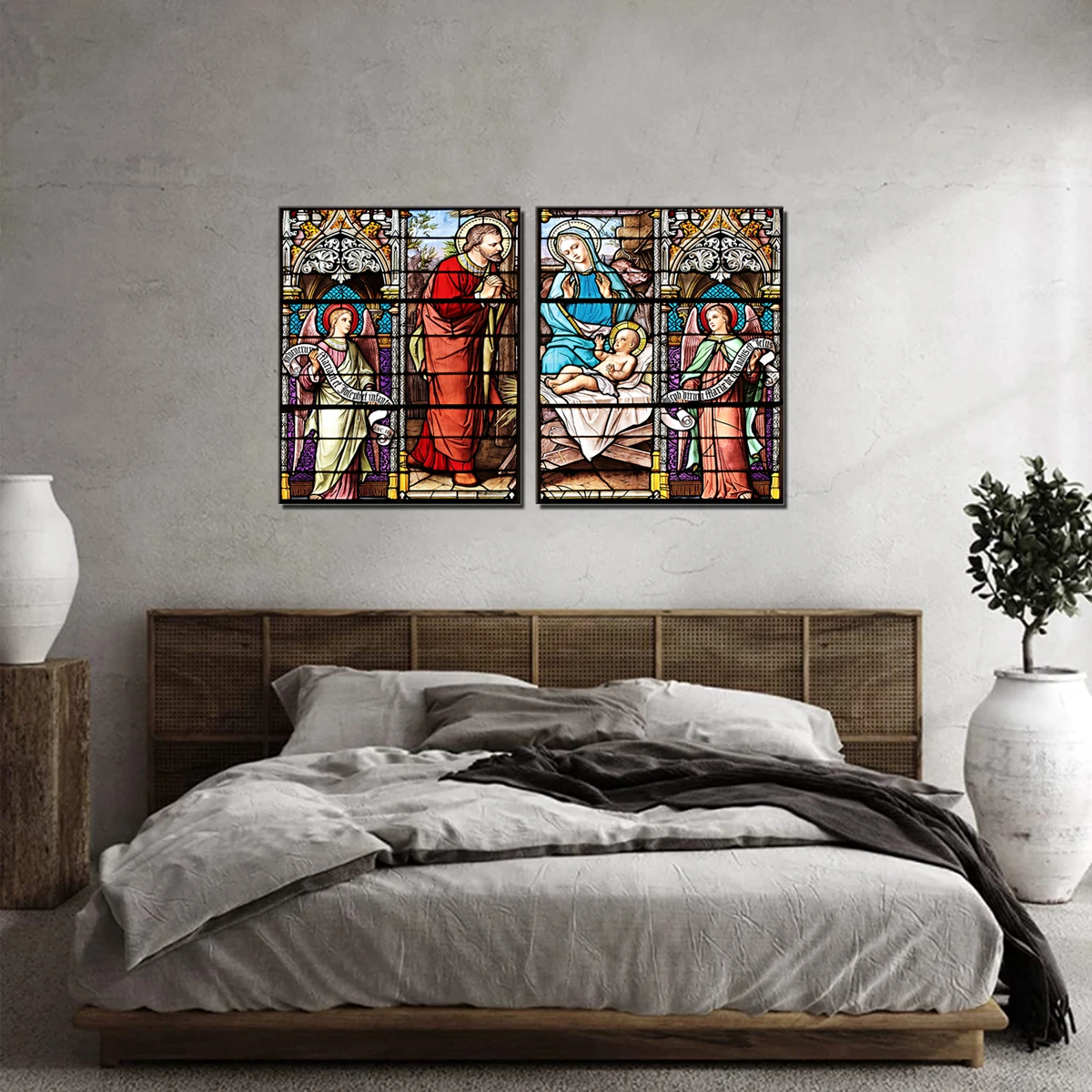 

Jesus and Our Lady of Guadalupe Virgin Mary Canvas Wall Art Church Wall Decor Baby Bible Cross Window Religion Artwork Drop Ship