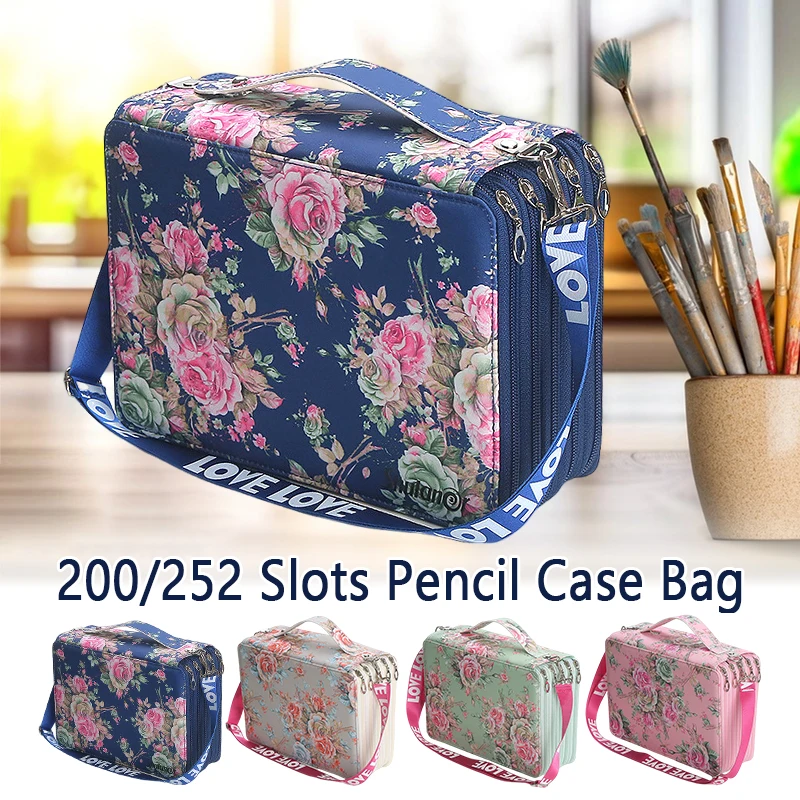 

200/252 Slots Colored Pencil Case Bag for School Girls Pencilcase Large Capacity Stationery Marker Pen Box Organizer Cartridge