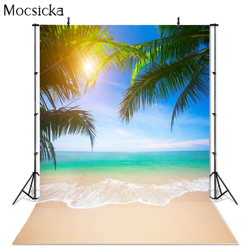 الصيف شاطئ البحر خلفيات للتصوير الفوتوغرافي الرمال غائم الأزرق السماء المشهد النخيل الاستوائية شجرة جوز الهند خلفية الصورة استوديو فوتوزون