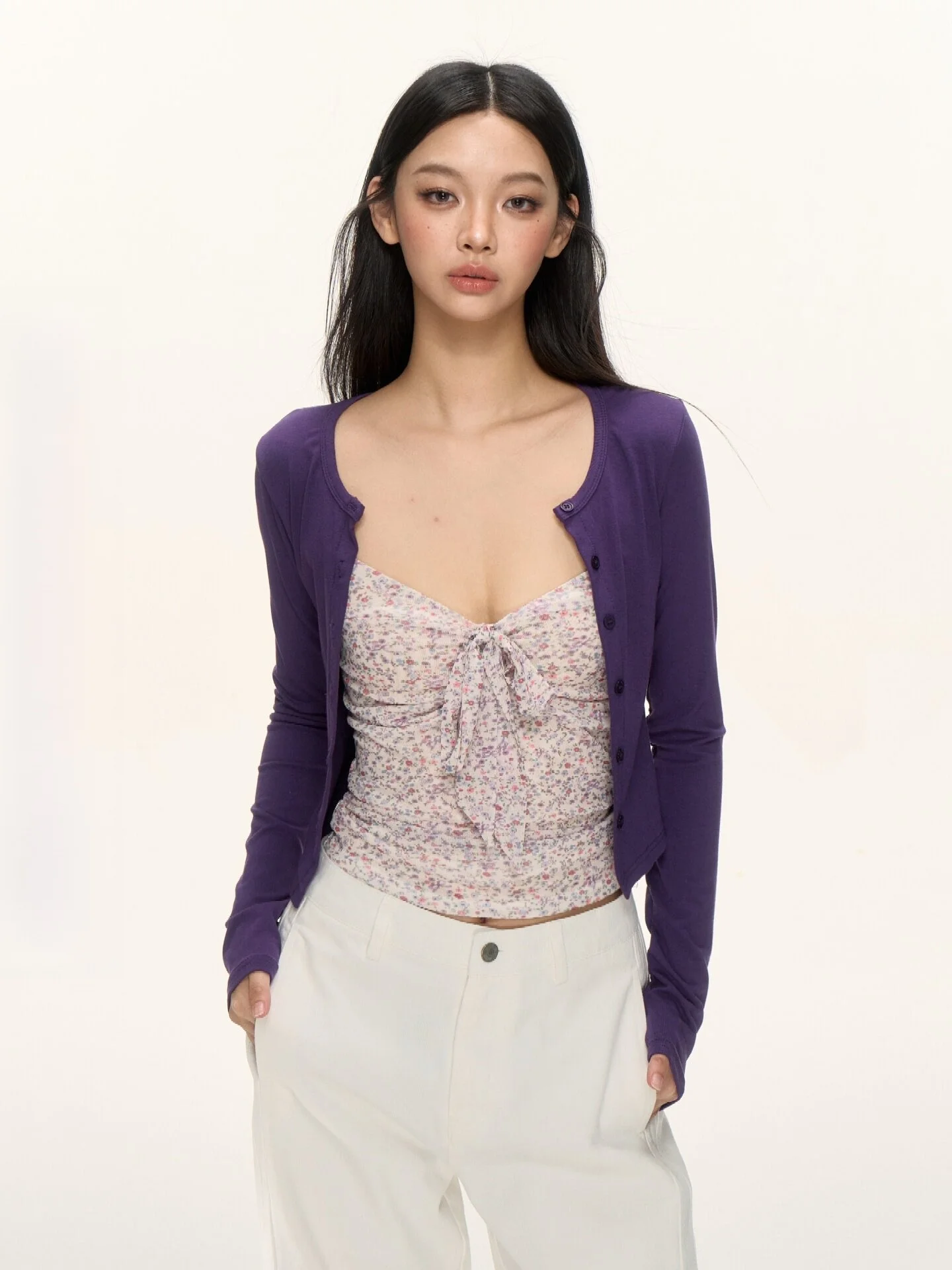 

Nova B Purple Slim Fit Knitted Sweater Women's Early Spring New Style Absolutely Beautiful Top Fashionable Summer Set