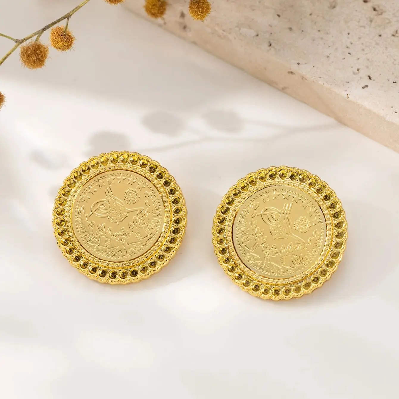 Herseygold Wholesale Turkish Coin Brooch Pin for Women Kurd Wedding Jewery Arabic Muslim Hajib Pin Classic Brooches