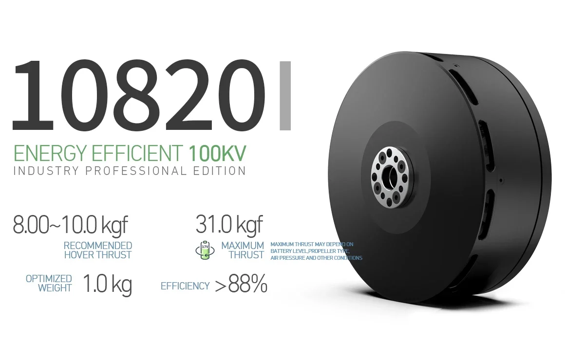 10820I 30KG Max Pulling Dr-one Motor 100KV Brushless Motor IP35 Optimized Weight High Efficiency Motor for Multi-rotor Dr-ones