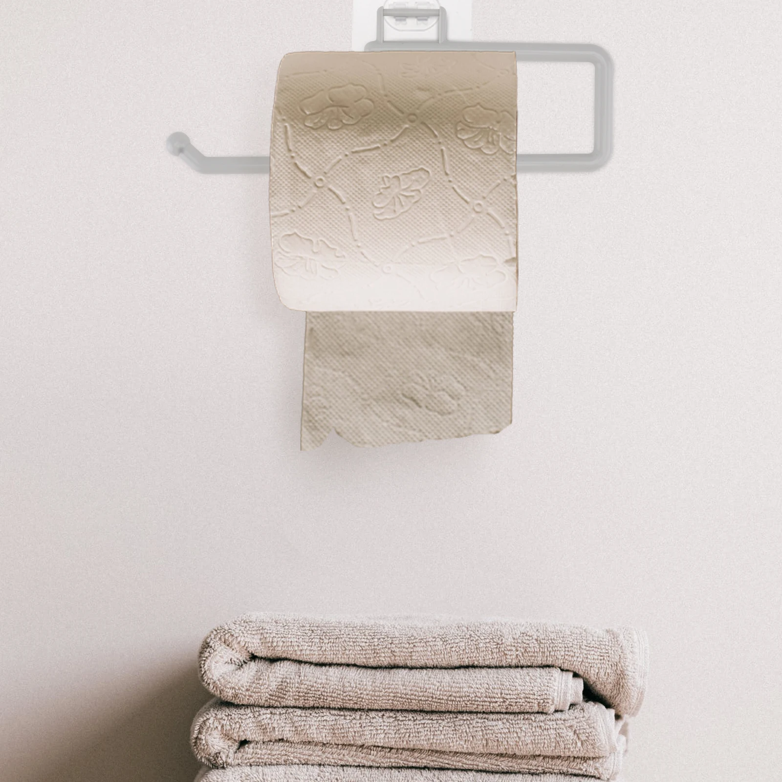 

1pc Wall-Mounted Toilet Rack Durable Simple Design Household Roll Paper Stand No Punching Tissue Holder Bathroom Kitchen