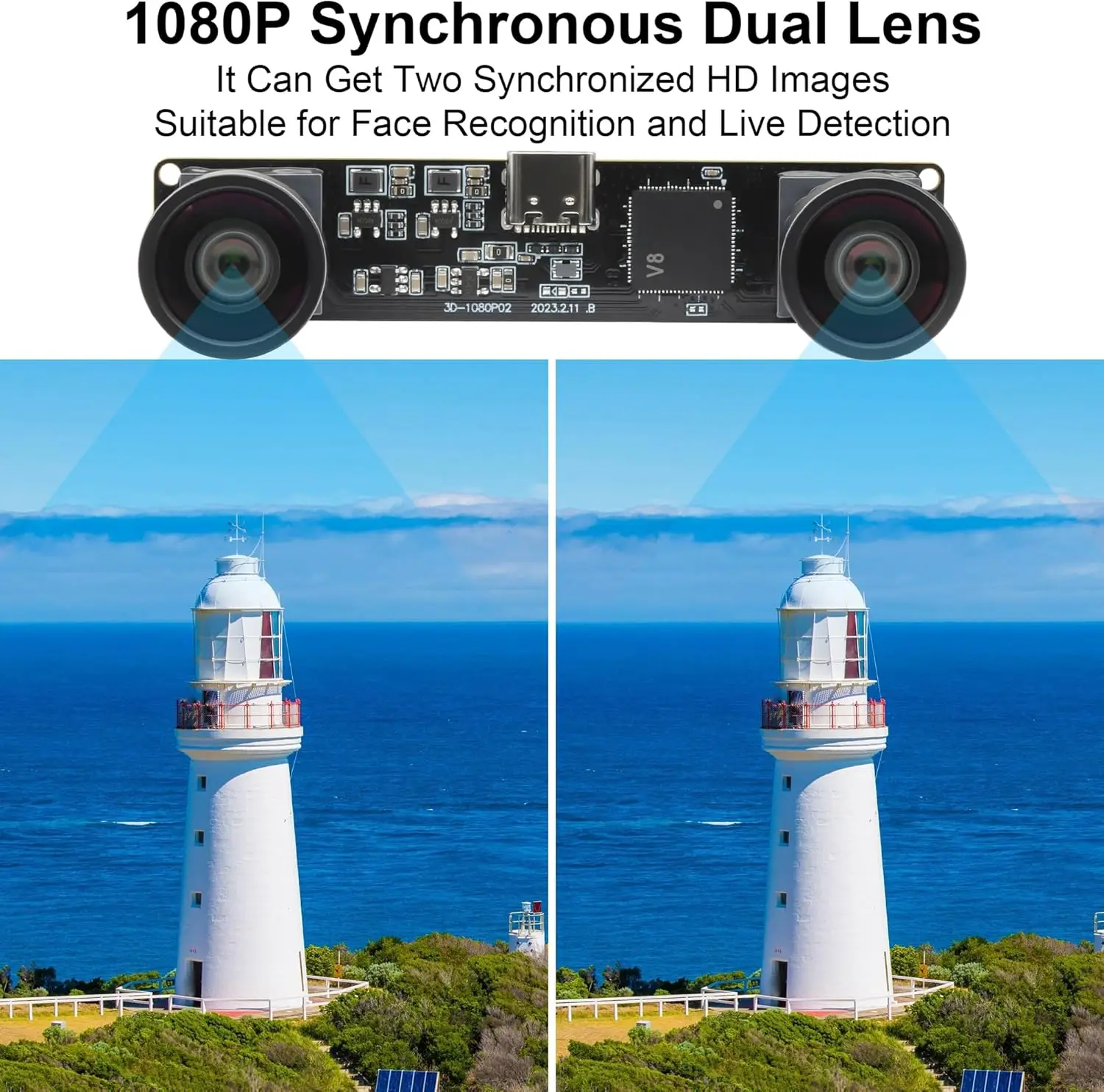 3840x1080 60fps Dual Full HD Stereo USB Camera Module Synchronized Dual Lens Low Distortion Webcam for VR & Machine Vision