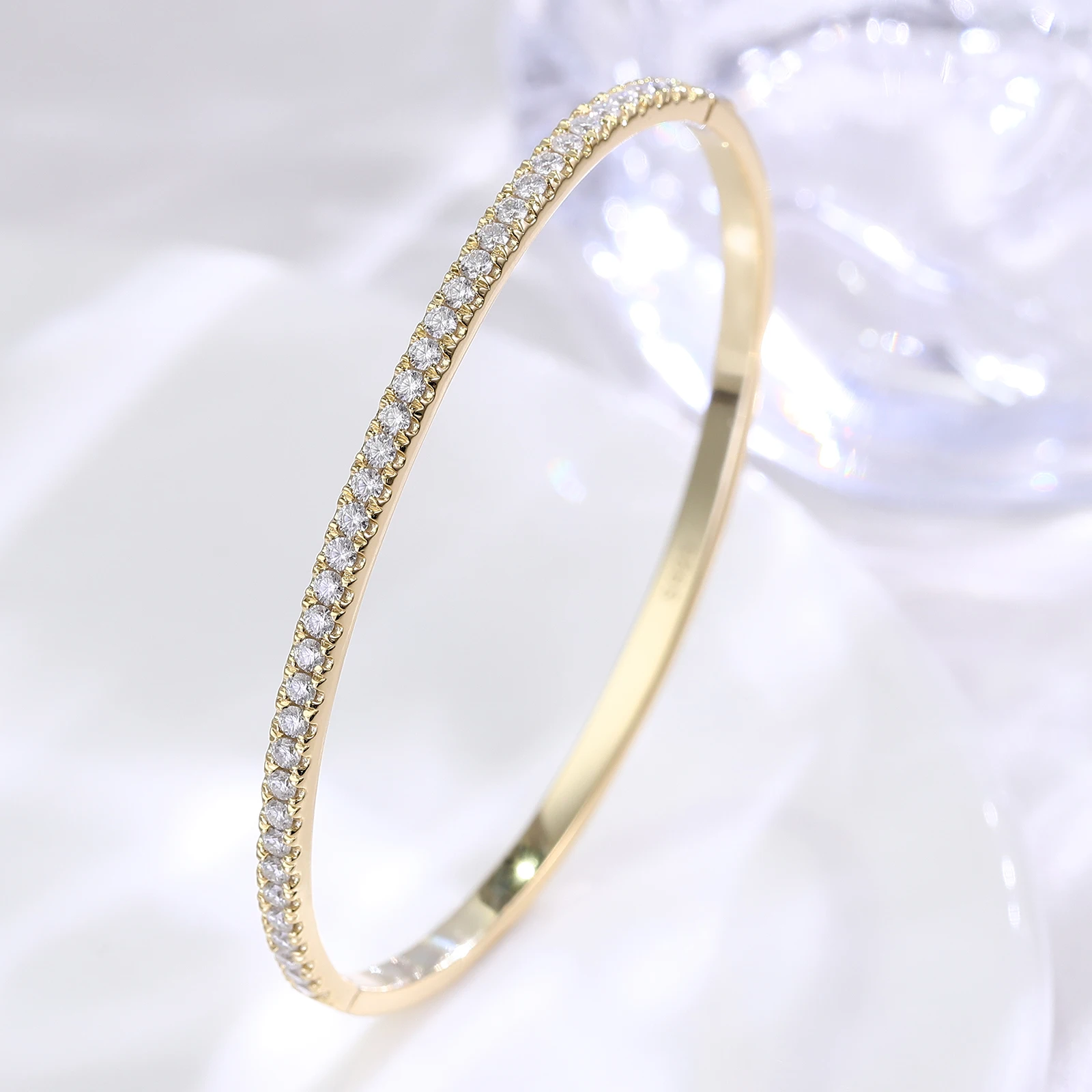 Provence Minimalist Bangle Silver KGold DEF/VS Lab Diamonds half band Elegant Bracelet For Women Fine Jewelry Parties Custom