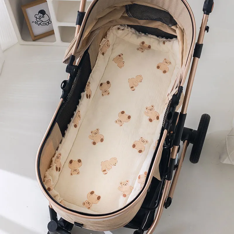 Stroller Mat: Soft Comfortable Spring and Summer Pure Cotton Gauze Bean Velvet, Baby Special Stroller Cotton Pad Small Mattress