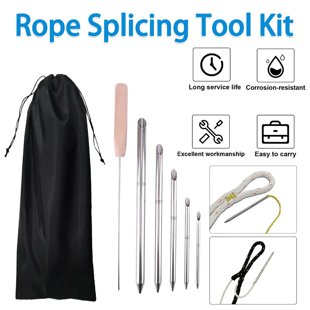 

Line Braiding Set Tool 0.24in 0.31in 0.39in 0.47in 0.59in & 1pcs Pusher Stainless Steel Knotter Tools for Double Braid Eye Line