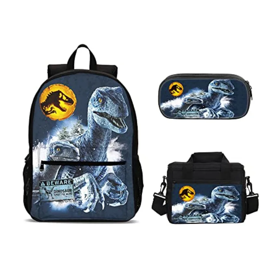 

3Pcs Dinosaur Backpack with Lunch Box Shcool bag Bookbag for Boys Fans Gifts
