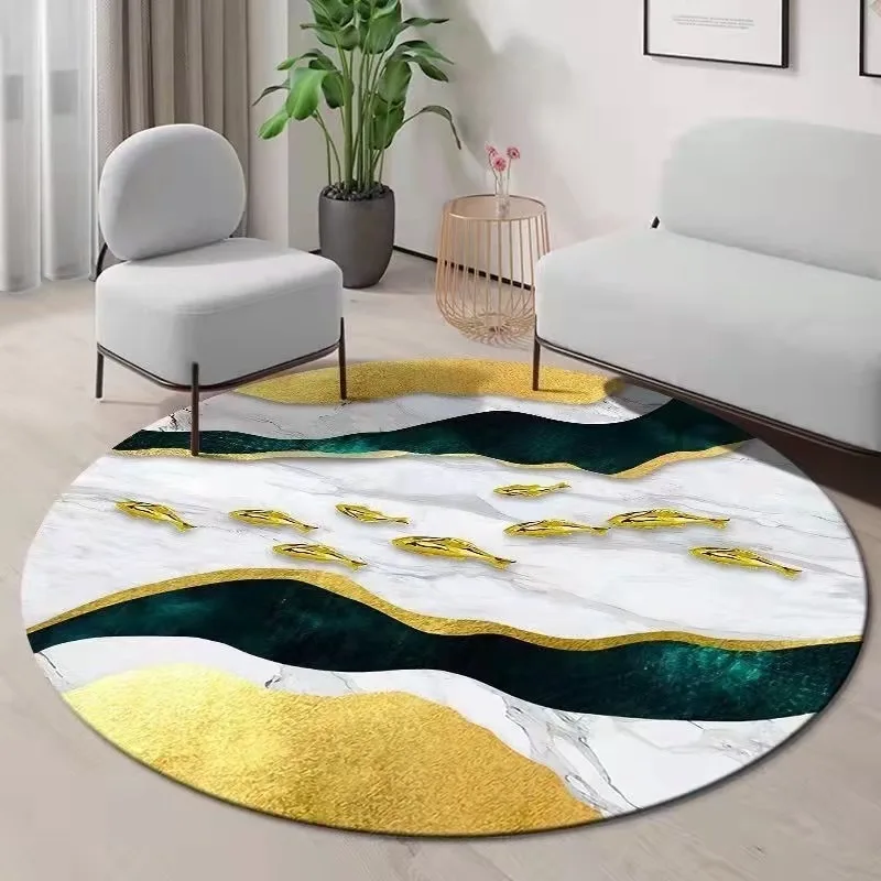 Minimalist Round Rug with Modern Abstract Design – Soft Floor Mat for Living Room Bedside Chair Sophisticated Decor