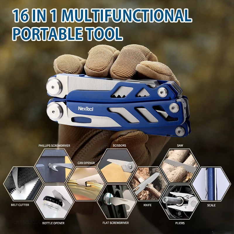 Imagem -05 - Xiaomi-nextool Flagship Pro Edc Ferramenta Portátil Dobrável Alicate Tático Faca Multitool ao ar Livre Camping Multitool 16 em 1