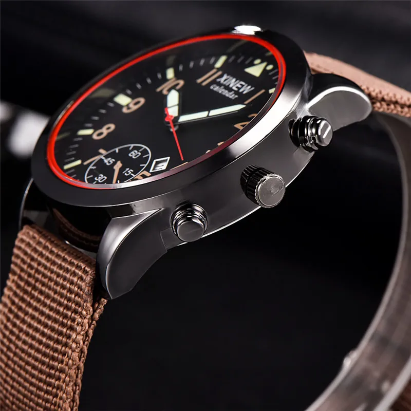 XINEW Cheap Brand Watches For Men Students Fashion Simple Leather Band Army Sports Date Quartz Watch Relogios Masculinos 2024