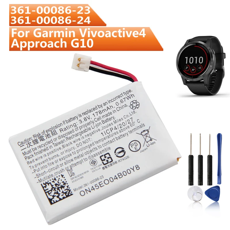 361-00086-23 361-00086-24 Replacement Battery For Garmin Vivoactive 4 Approach G10 178mAh