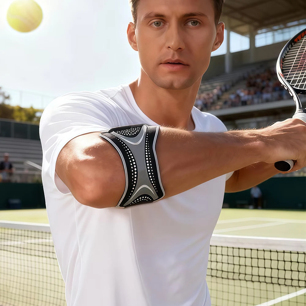 1/2 Stück Ellenbogenbandage für Tennis- und Golfer-Ellenbogen, verstellbarer Kompressions-Ellenbogengurt mit Polsterunterstützung für Männer und Frauen, Sport, Fitness – Detail 10