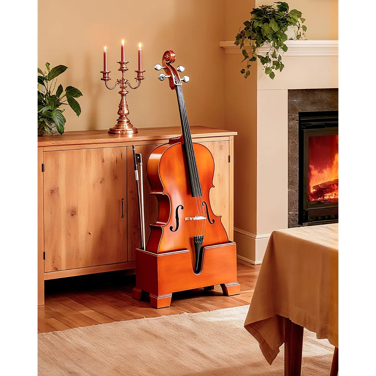 

Подставка для виолончели с держателем для смычка, полноразмерная подставка для виолончели с плюшевой бархатной защитой