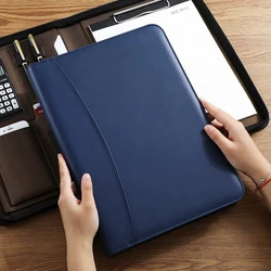 Multifunctional Portafolio A4 Conference Folder Calculator Business Padfolio PU Leather File Folders High Quality