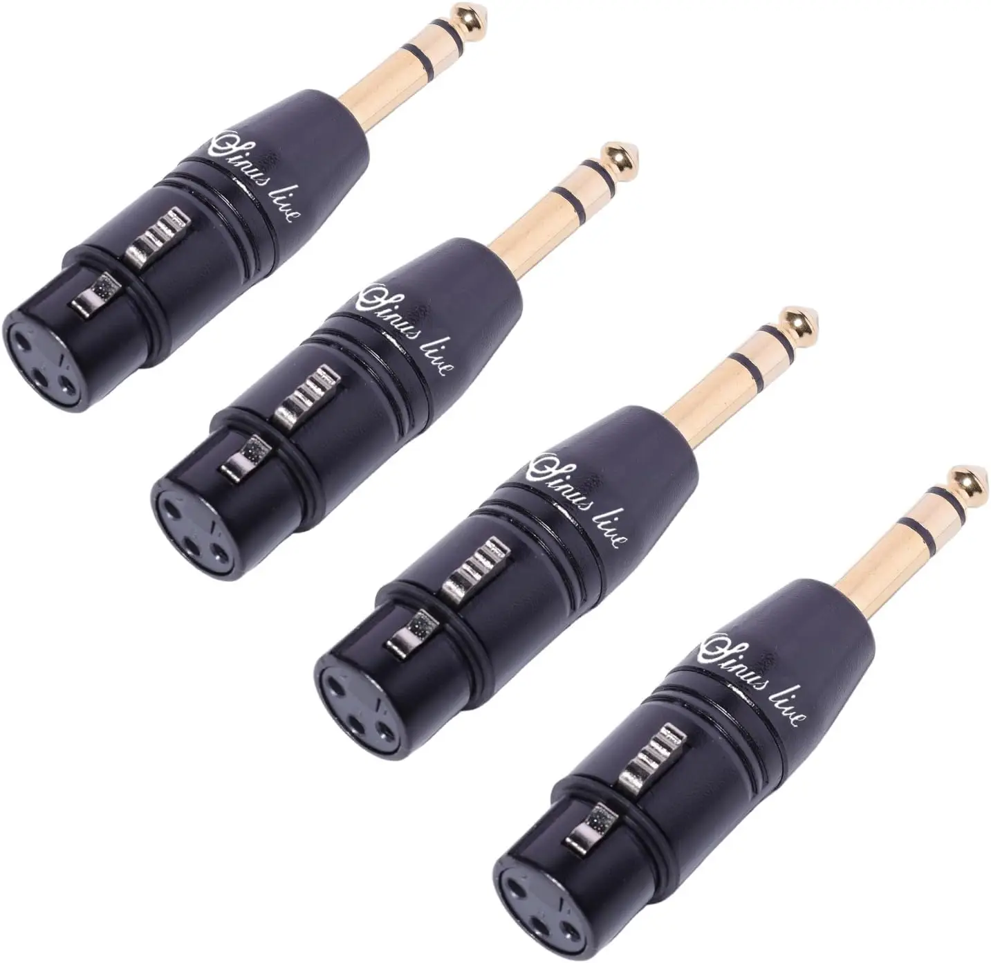 

4 Packs Real Gold XLR Female Male to 1/4" TRS Adapter, Balanced XLR to Quarter Inch 6.35mm Male Adapters