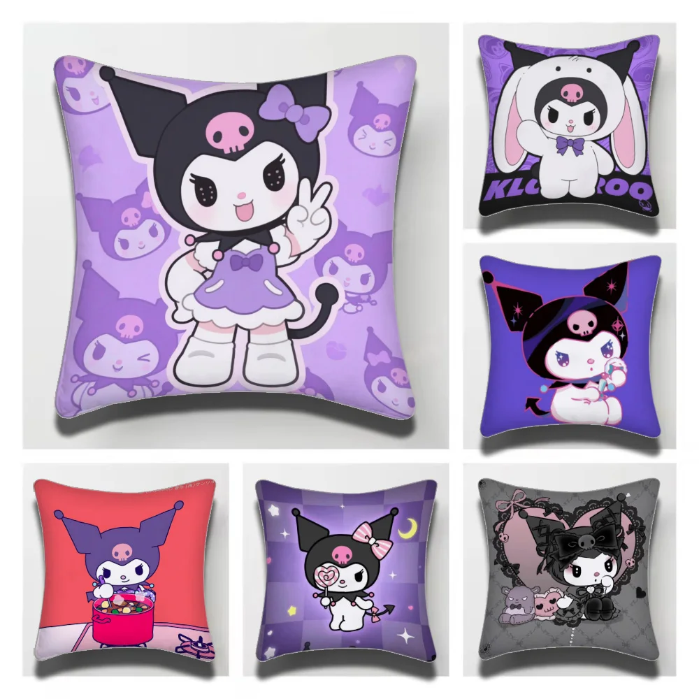 1PC Kuromi Sanrio Cartoon  Pillow Case Suitable For Bedrooms Living Rooms Cars Home Decoration Cushion Cover Fashion