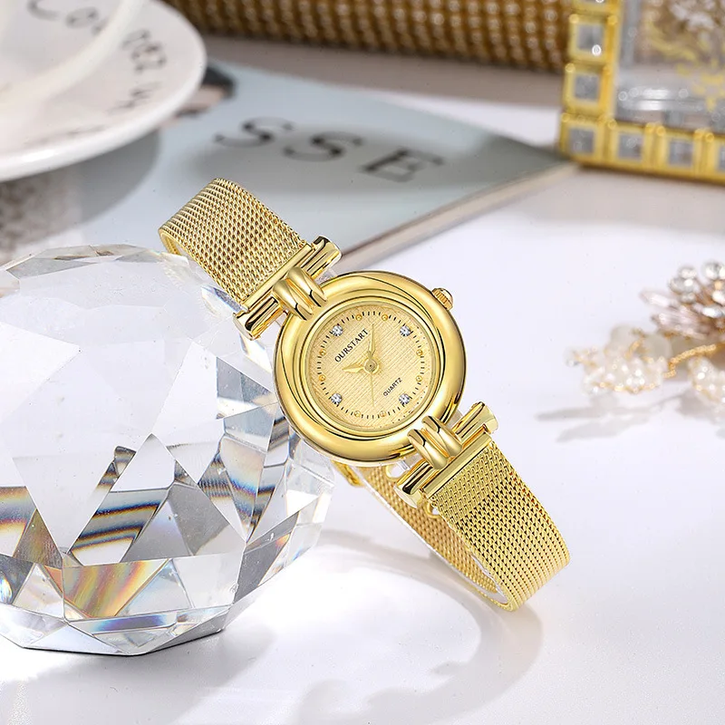 Ladies Watch, Niche Gold Minimalist Temperament Mesh Belt Quartz Watch