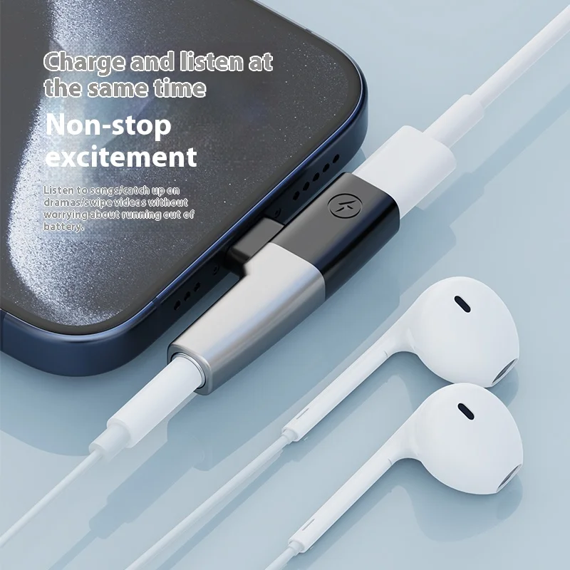 محول رقمي لسماعات الرأس من النوع C إلى ، الشحن ، الاستماع ، المحول الحديث ، أبل 15 ، جديد