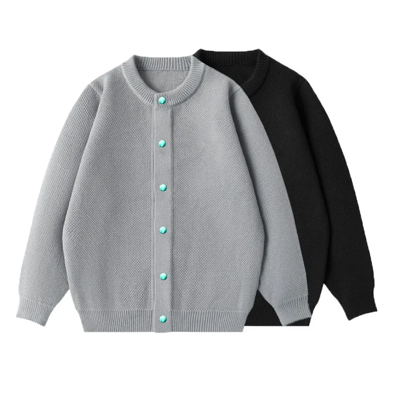 2026 New Knitted Round Neck Button Jackets for Men Autumn Winter Korean Fashion Casual Loose Sweater Cardigan Coat Men Clothing