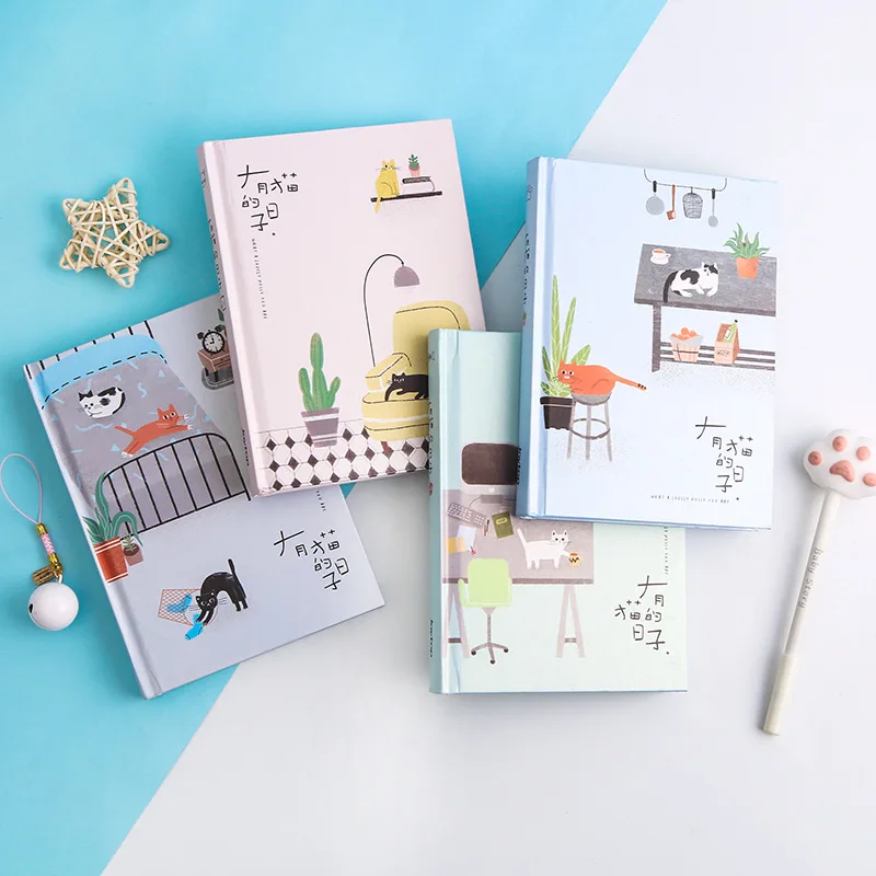 Korean Cute Cat Family Schedule Personal Planner Organizer Small Fresh Notebook Agenda Plan A5 Most Suitable for Students\' Gifts