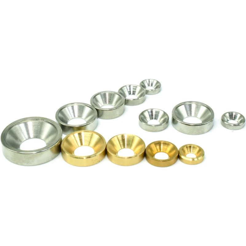 CNC Brass & 304 Stainless Steel Conical Countersunk Washers OP Reinforcement Isolation Gaskets Fit DIN7991 Screws HHX