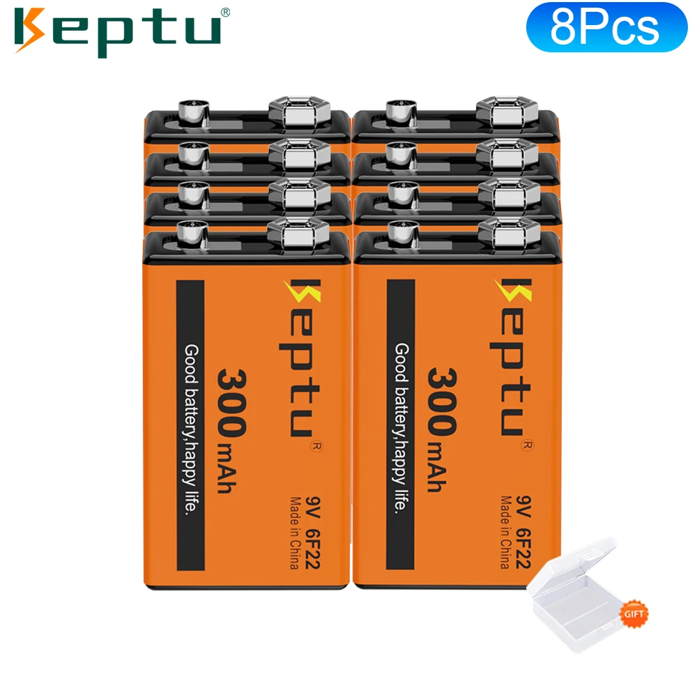 

8-24Pcs KEPTU 9V 6F22 Ni-MH Battery 9V Rechargeable Battery 9 volt batteries 9V For Multimeter Smoke Alarm