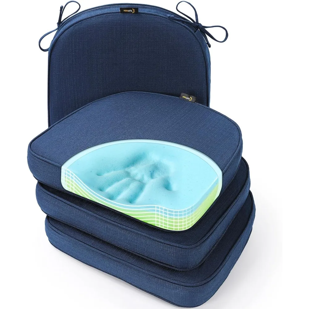 

Gel Memory Foam Chair Cushion with Ties, Ultra Durable Water Resistant FadeShield Outdoor/Indoor Reversible Chair Seat Cushion