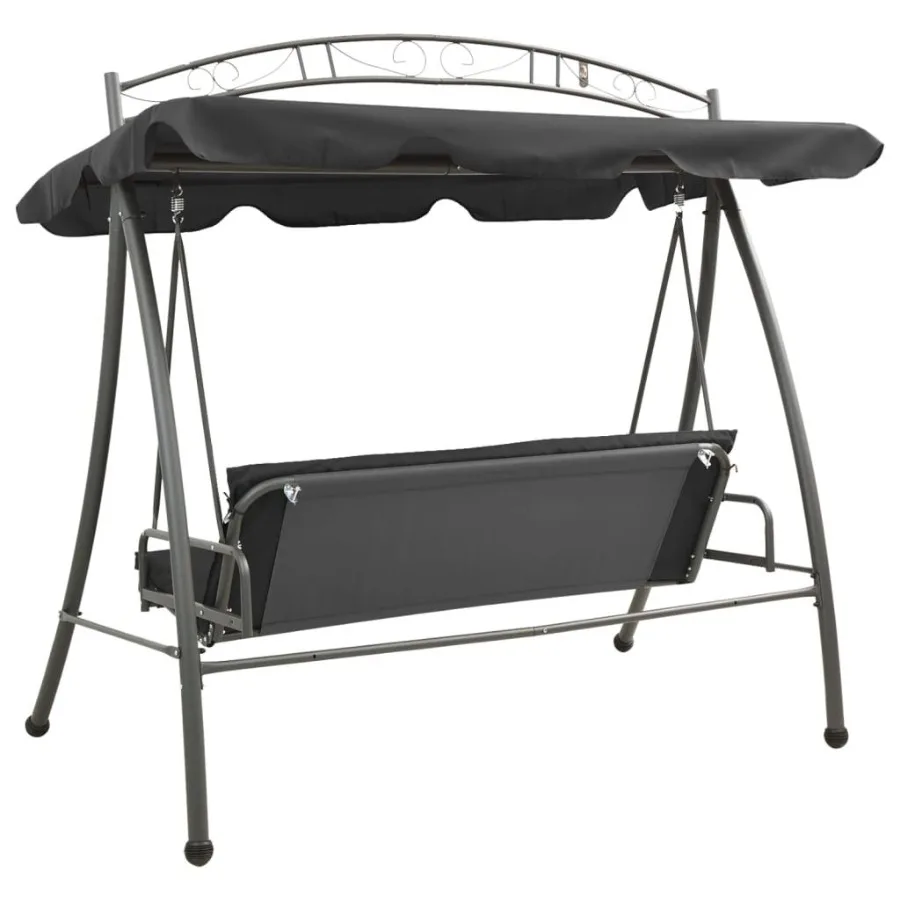 Outdoor Convertible Swing Bench with Canopy Anthracite 78x47.2x80.7 Steel