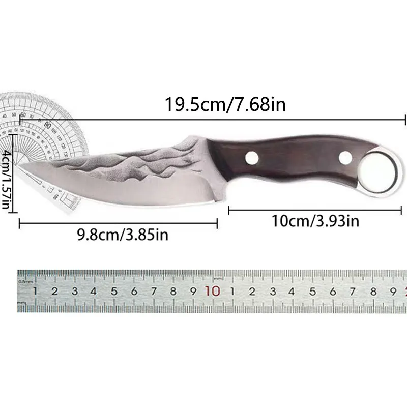 Sharp boning knife Paring knife, steel blade and wooden handle, suitable for family camping hiking barbecue