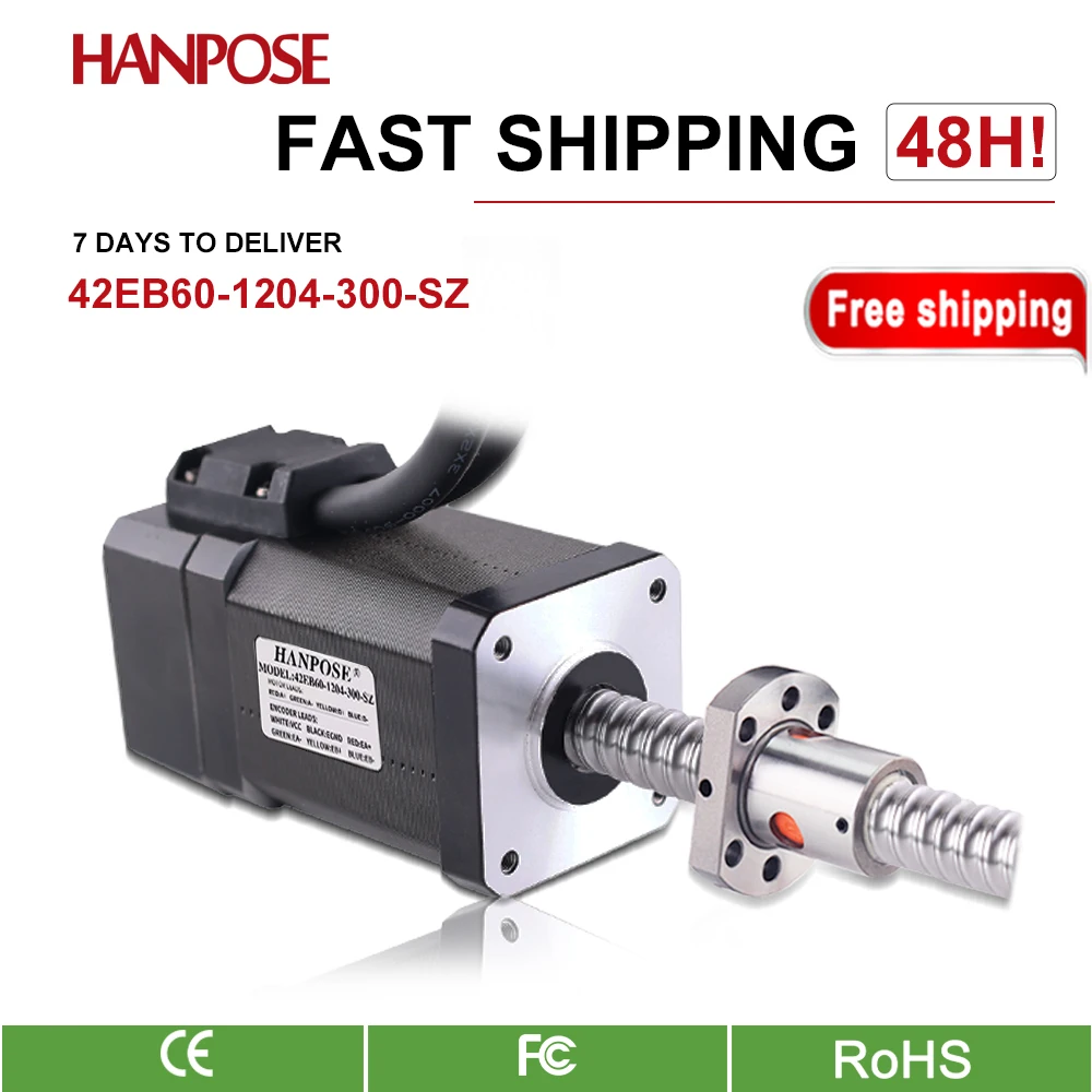 42EB60 34/40/48/-1204-300-SL Closed-loop Ball Screw Motor with Rear Output Shaft and Encoder, Handwheel Option Available