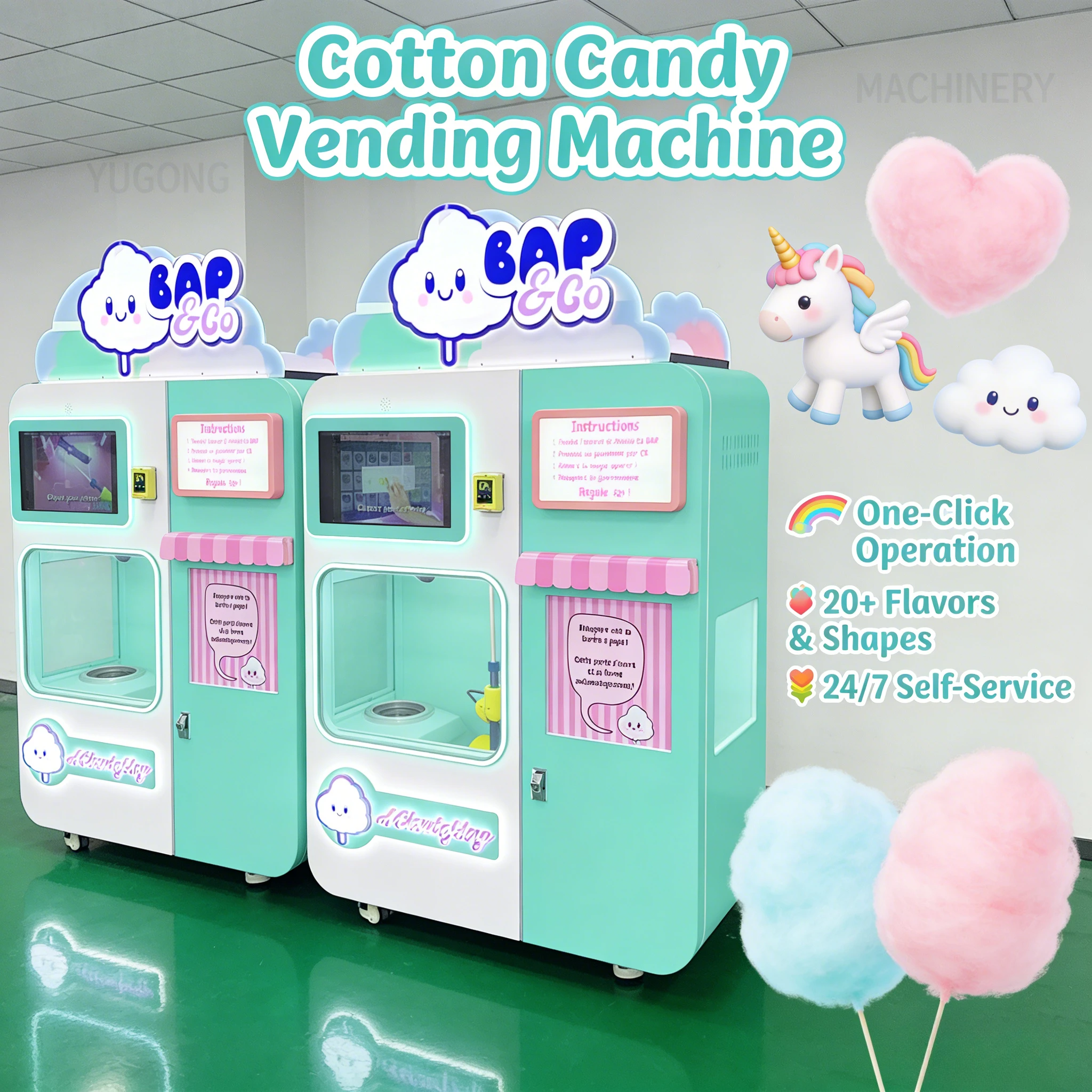 Customized Popular Intelligent Business Vending Machine Automatic Cotton And Candy Machine Making Robot Vending Machine For Sho