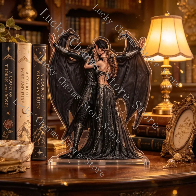 Starry Fairy Couple Acrylic Bookends，Moonlight Dream Couple Bookends，Starry City Bookshelf Decoration，Romantic Fantasy R