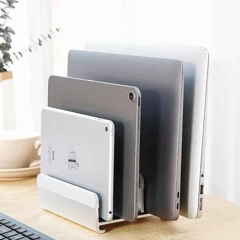 

Adjustable Multi-Slot Vertical Laptop Stand Aluminum Desktop for IPad Holder Universal Storage Organizer Multi-slot Tablet Dock