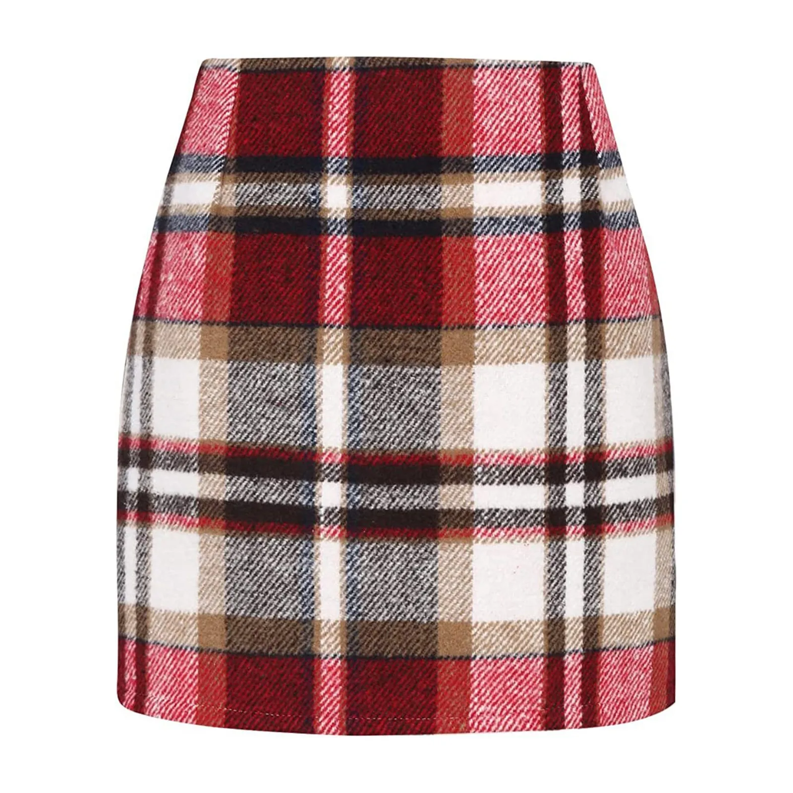 Plaid Half Length Skirt Women’s A-Line Solid Colour High Waist Min Dress Tight Skirt Single-breasted Corduroy Slim Skirt