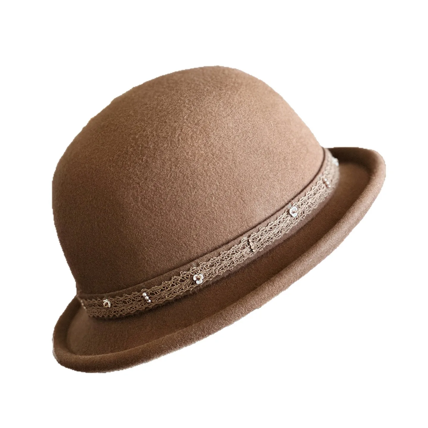 Japanischer koreanischer Stil aus 100 % Wolle mit kurzer Krempe, weich gefilzter Fischerhut, elegante Winter-Fischermütze mit rundem Oberteil