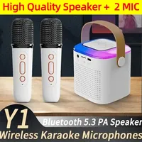 TikTok Hotest Wireless Dual Microphones Karaoke Machine KTV Bluetooth 5.3 Speaker HIFI Stereo Surround RGB Colorful LED Light