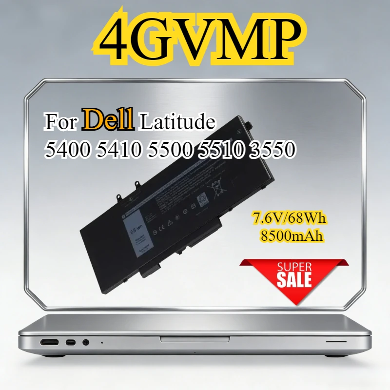 

4GVMP 7.6V 68Wh Laptop Battery for Dell Latitude 5400 5500 5410 Precision 3540 3550 Laptop 1V1XF R8D7N 04GVMP Li-ion Battery