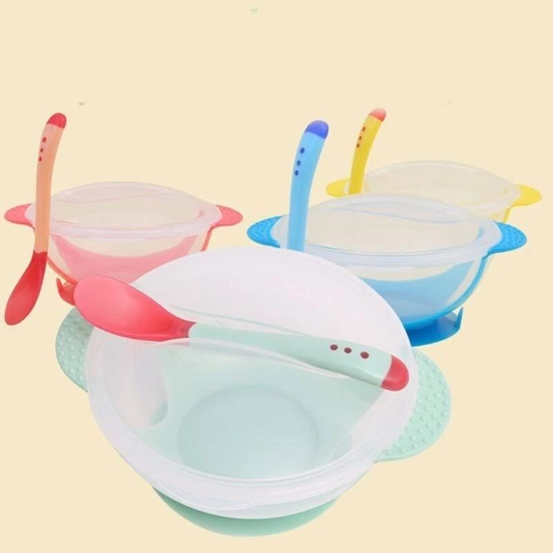 

Baby Feeding Set Includes Suction Bowl and Temperature Sensing Spoon
